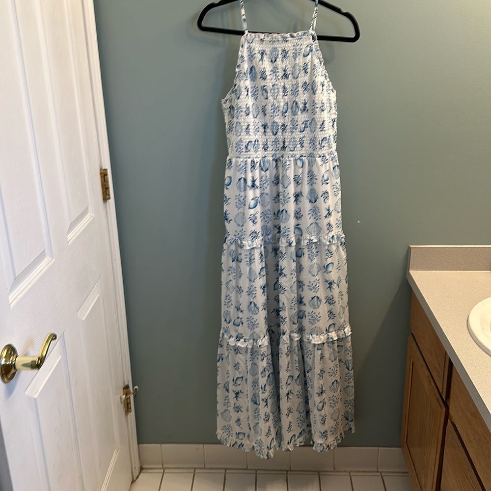 Ann Taylor, size M, blue and white dress
